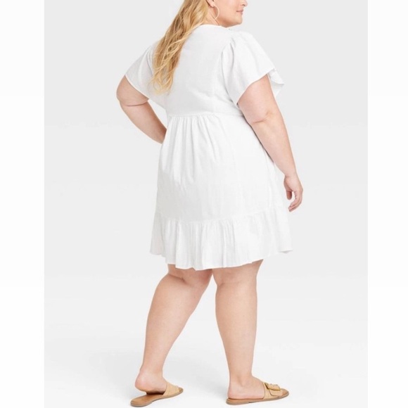 Women's Kimono Short Sleeve Embroidered A-Line Dress Knox Rose White Size 3X - Picture 15 of 15